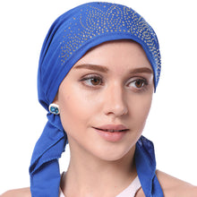 Load image into Gallery viewer, Stylish Crystal Pleated Chemo Hat: Stretchy Beanie Bandana Turban for Women - Elegant Ethnic Head Wrap, Skull Cap, and Headscarf for Hair Loss - World of Shawls