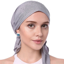Load image into Gallery viewer, Stylish Crystal Pleated Chemo Hat: Stretchy Beanie Bandana Turban for Women - Elegant Ethnic Head Wrap, Skull Cap, and Headscarf for Hair Loss - World of Shawls