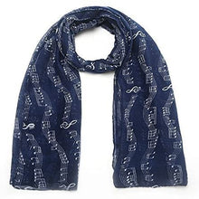 Load image into Gallery viewer, World of Shawls Music Print Scarf Musical Notes Classical Mozart Style Crotchet Quaver Scarf Ladies Fashion Wrap Scarves - World of Scarfs