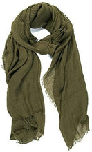 Load image into Gallery viewer, World of Shawls Chic Ladies Cotton Blend Crinkle Distressed Effect Scarf with Fringed Edges - World of Scarfs