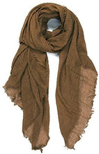 Load image into Gallery viewer, World of Shawls Chic Ladies Cotton Blend Crinkle Distressed Effect Scarf with Fringed Edges - World of Scarfs