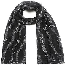 Load image into Gallery viewer, World of Shawls Music Print Scarf Musical Notes Classical Mozart Style Crotchet Quaver Scarf Ladies Fashion Wrap Scarves - World of Scarfs