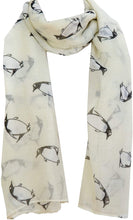 Load image into Gallery viewer, Unusual Cute Penguin Print Scarf Lightweight Women Large Size - World of Scarfs