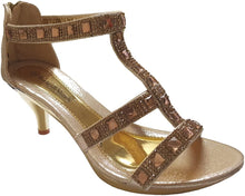 Load image into Gallery viewer, World of Shawls Women's Kitten Mid Heel Open Toe Strappy Back Zip Sandals Wedding Party Prom - World of Scarfs