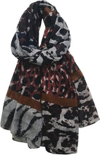 Load image into Gallery viewer, World of Shawls Leopard Print Scarfs for Women Ladies - Black Olive Green Pink Navy Blue Silver - Stylish Scarves Shawl Wrap Stole for Women - World of Scarfs