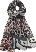 Load image into Gallery viewer, World of Shawls Leopard Print Scarfs for Women Ladies - Black Olive Green Pink Navy Blue Silver - Stylish Scarves Shawl Wrap Stole for Women - World of Scarfs