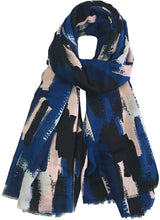Load image into Gallery viewer, World of Shawls Abstract Brush Stroke Print Scarfs for Women Ladies - Grey Khaki Black Pink Navy Red Silver - Stylish Scarves Shawl Wrap Stole for Women - World of Scarfs