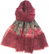 Load image into Gallery viewer, World of Shawls Eye-Catching Floral Border Scarf for Women Ladies with Delicate Sequin Insets - World of Scarfs