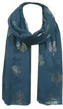 Load image into Gallery viewer, World of Shawls Silver Foil Mulberry Tree Print Fashion Scarf - World of Scarfs