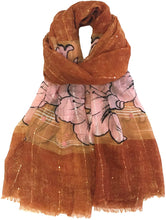 Load image into Gallery viewer, World of Shawls Eye-Catching Floral Border Scarf for Women Ladies with Delicate Sequin Insets - World of Scarfs