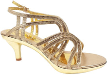 Load image into Gallery viewer, World of Shawls Women's Kitten Mid Heel Open Toe Strappy Back Zip Sandals Wedding Party Prom - World of Scarfs