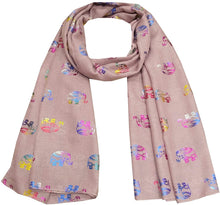 Load image into Gallery viewer, World of Shawls Metallic Rose Gold Beautiful Thai Elephant Print Women Scarf Shawl Scarves Wrap Beach Cover Gift - World of Scarfs