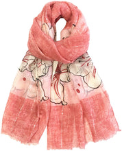 Load image into Gallery viewer, World of Shawls Eye-Catching Floral Border Scarf for Women Ladies with Delicate Sequin Insets - World of Scarfs