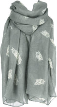 Load image into Gallery viewer, World of Shawls Ladies Women's Owl on Branch Print Scarf Wraps Shawl Maxi Soft Scarves - World of Scarfs