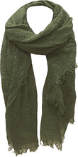 Load image into Gallery viewer, World of Shawls Chic Ladies Cotton Blend Crinkle Distressed Effect Scarf with Fringed Edges - World of Scarfs