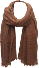 Load image into Gallery viewer, World of Shawls Chic Ladies Cotton Blend Crinkle Distressed Effect Scarf with Fringed Edges - World of Scarfs