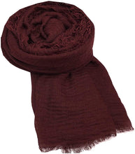 Load image into Gallery viewer, World of Shawls Chic Ladies Cotton Blend Crinkle Distressed Effect Scarf with Fringed Edges - World of Scarfs