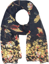 Load image into Gallery viewer, World of Shawls Winter Birds Print Scarf Shawl Stole Sarong Maxi - World of Scarfs