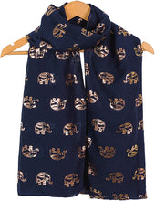 Load image into Gallery viewer, World of Shawls Metallic Rose Gold Beautiful Thai Elephant Print Women Scarf Shawl Scarves Wrap Beach Cover Gift - World of Scarfs