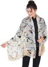 Load image into Gallery viewer, World of Shawls Winter Christmas Robin Bird Print Girls Lady Women Colorful Long Cute Scarf Wraps Shawl Soft Scarves Maxi - World of Scarfs