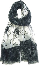 Load image into Gallery viewer, World of Shawls Eye-Catching Floral Border Scarf for Women Ladies with Delicate Sequin Insets - World of Scarfs