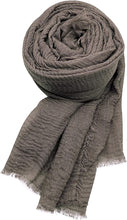 Load image into Gallery viewer, World of Shawls Chic Ladies Cotton Blend Crinkle Distressed Effect Scarf with Fringed Edges - World of Scarfs