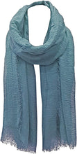 Load image into Gallery viewer, World of Shawls Chic Ladies Cotton Blend Crinkle Distressed Effect Scarf with Fringed Edges - World of Scarfs