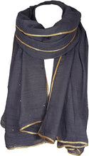 Load image into Gallery viewer, SEASONAL SPECIAL New Ladies Celebrity Style Glitter Sparkle Stardust with Gold Piping Border Scarf Scarves Maxi Wrap Wedding Party Gift - World of Scarfs
