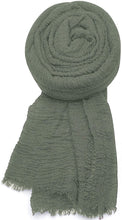 Load image into Gallery viewer, World of Shawls Chic Ladies Cotton Blend Crinkle Distressed Effect Scarf with Fringed Edges - World of Scarfs