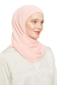 World of Shawls Ready To Go Instant Hijab for Ladies Girls Women Premium Quality Chiffon Scarf Scarf With Attached Jersey Under Ninja Cap - World of Shawls