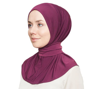 Ready To Go Instant Hijab for Ladies Girls Women With Tie Back Buttons Premium Quality Jersey Scarf - World of Shawls