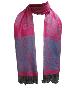 Elegant Reversible Pashmina-Feel Shawl Scarf - Two-Sided Print with Self-Embossed Detailing - World of Shawls