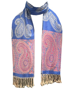 Elegant Reversible Pashmina-Feel Shawl Scarf - Two-Sided Print with Self-Embossed Detailing - World of Shawls