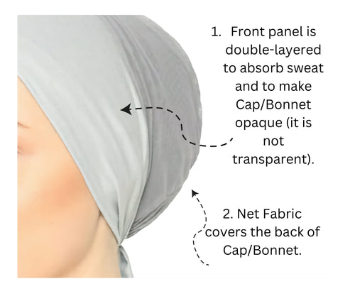 Climate Control Bonnet/Cap with Net Fabric and Tie Back - World of Shawls