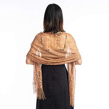 Load image into Gallery viewer, Women&#39;s Girls Floral Lace Scarf Shawl with Tassels, Soft Mesh Fringe Wraps for Wedding Evening Party Dresses - World of Shawls
