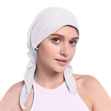 Load image into Gallery viewer, Stylish Crystal Pleated Chemo Hat: Stretchy Beanie Bandana Turban for Women - Elegant Ethnic Head Wrap, Skull Cap, and Headscarf for Hair Loss - World of Shawls
