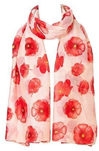 World of Shawls Ladies Womens Colorful Long Soft and Warm Poppy Flower Print Scarf Sarong - World of Scarfs