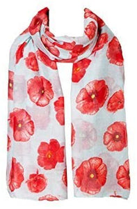 World of Shawls Ladies Womens Colorful Long Soft and Warm Poppy Flower Print Scarf Sarong - World of Scarfs