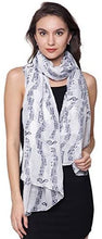 Load image into Gallery viewer, World of Shawls Music Print, Musical Note Printed Scarves, Large Size Fashion Scarf Wrap Sarong Shawl Fantastic Gift - World of Scarfs
