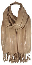 Load image into Gallery viewer, World Of Shawls Glitter Stripe** Pashmina Scarf Shawl Stole Wrap Party Gift - World of Scarfs

