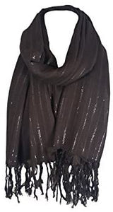 World Of Shawls Glitter Stripe** Pashmina Scarf Shawl Stole Wrap Party Gift - World of Scarfs