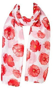 World of Shawls Ladies Womens Colorful Long Soft and Warm Poppy Flower Print Scarf Sarong - World of Scarfs