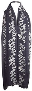 World of Shawls SEASONAL SPECIAL Glitter Sparkle Stardust and Floral Embroidered Scarf Scarves Maxi Wrap - World of Scarfs