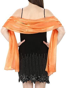 World of Shawls Silky Iridescent Scarf Wrap Stole Shawl For Wedding Bridal Bridesmaids Evening Wear Prom & Parties - World of Scarfs