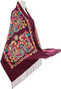 World of Shawls Beautiful Embroidered Pashmina Feel Wrap Scarf Scarves Stole Shawl - World of Scarfs