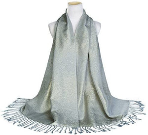 World of Shawls Wedding Party Occasion Self Glitter Shawl Scarf Wrap Hijab - World of Scarfs