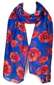 World of Shawls Ladies Womens Colorful Long Soft and Warm Poppy Flower Print Scarf Sarong - World of Scarfs