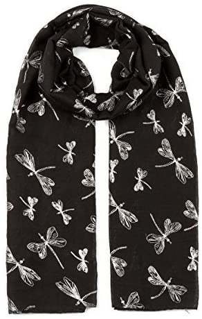 World of Shawls Glitter Dragonfly Large Scarf For Ladies Womens Shawl Scarf Wrap Soft Scarves - World of Scarfs