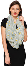 Load image into Gallery viewer, World of Shawls Daisy Print Ladies Women Celebrity Style Long Scarves Maxi Scarf, Stole, Wrap, Sarong, shawls - World of Scarfs

