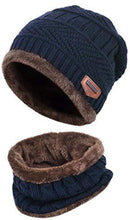 Load image into Gallery viewer, Unisex Men Women Knitted Fleece Beanie Hat and Loop Circle Scarf Snood Set Warm Soft and Comfortable - World of Scarfs
